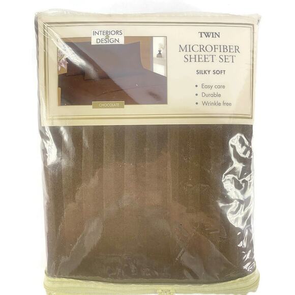 Interior Design Twin Size Sheet Set Soft Chocolate Brown Silky Microfiber - Picture 5 of 8